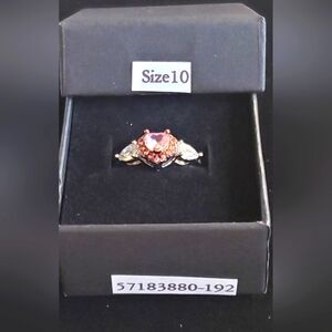New .925 Sterling Silver  1.5 CT. PINK ZIRCON HEART RING
